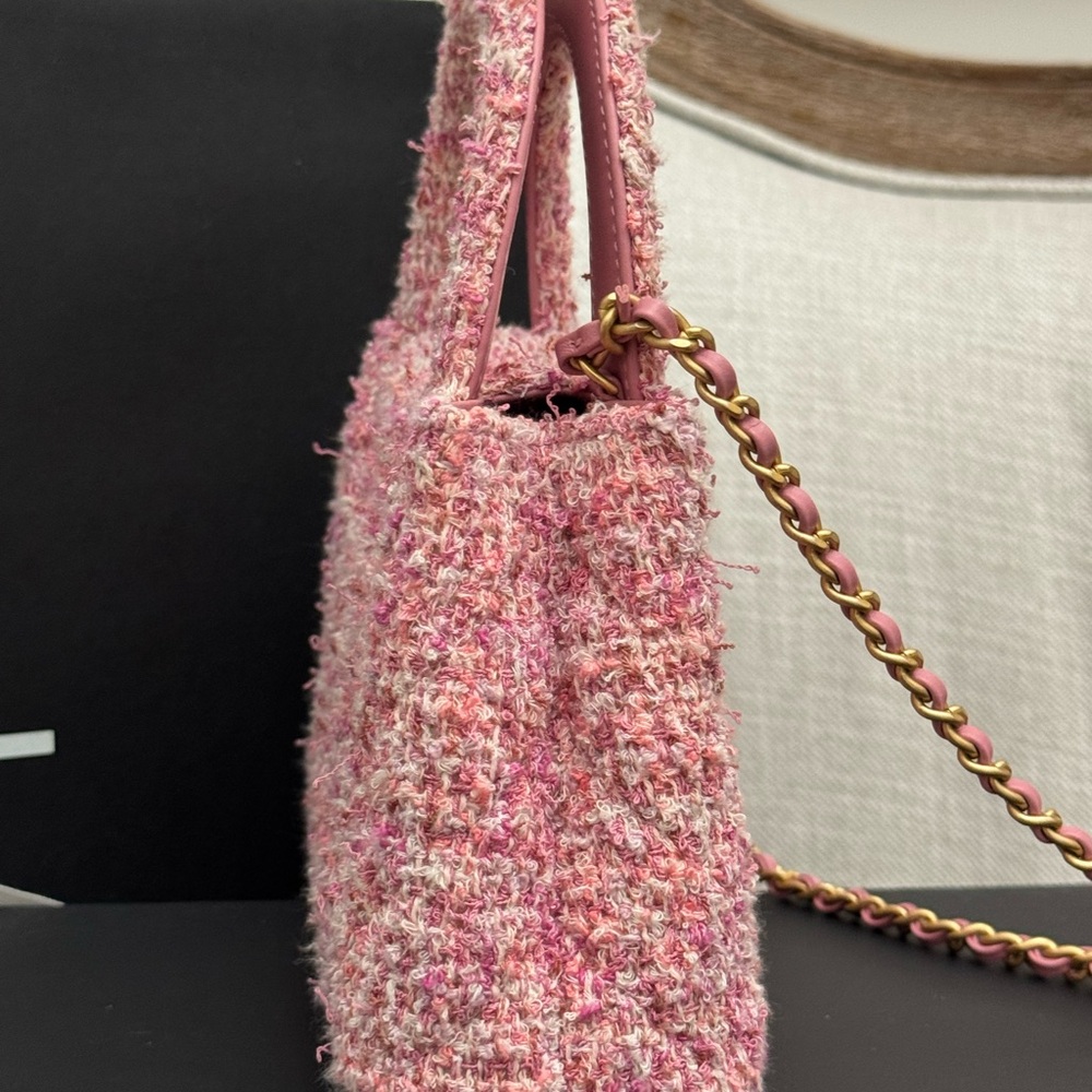 Chanel 24P KELLY Nano Barbie Pink Tweed Top Handle Shopping Bag Handbag Gold - Picture 4 of 12
